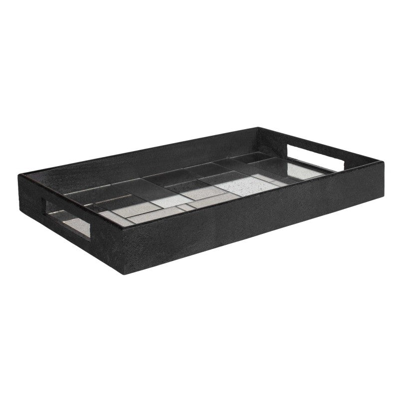Modern - Mosaic Antique Mirrored Tray - Black