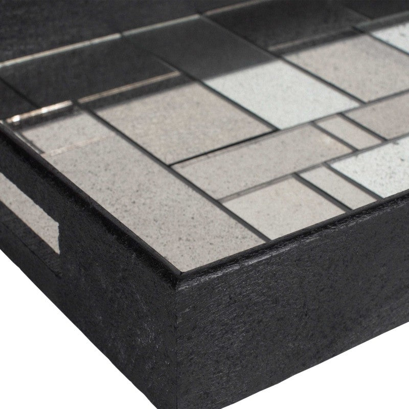 Modern - Mosaic Antique Mirrored Tray - Black