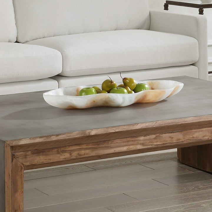 Organic Elegance - Wavy Oval Bowl - Brown / White