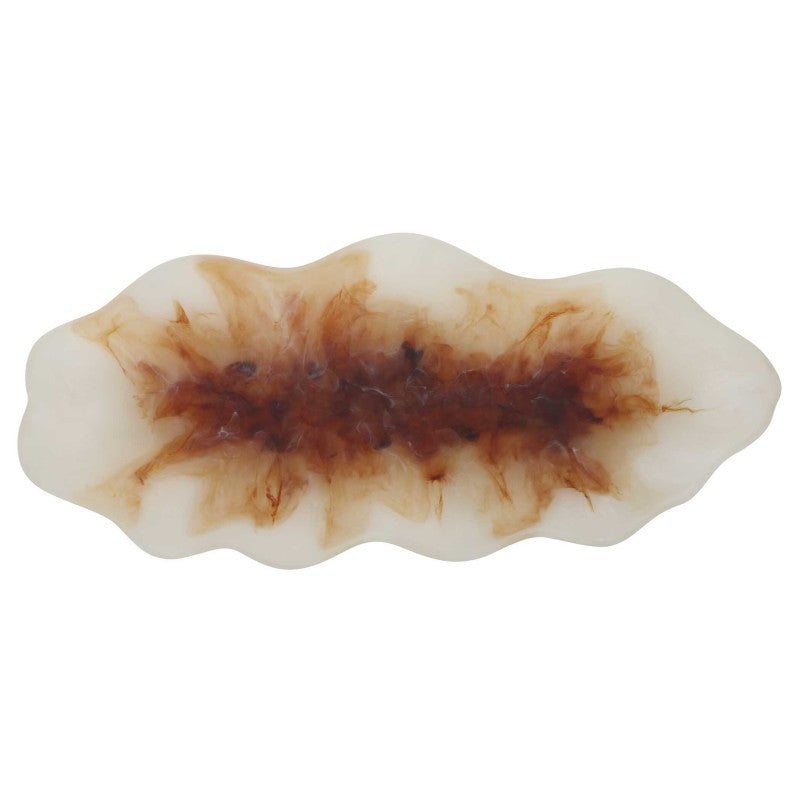Organic Elegance - Wavy Oval Bowl - Brown / White
