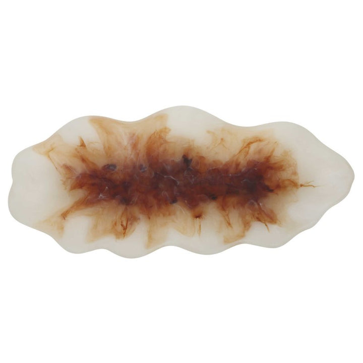 Organic Elegance - Wavy Oval Bowl - Brown / White