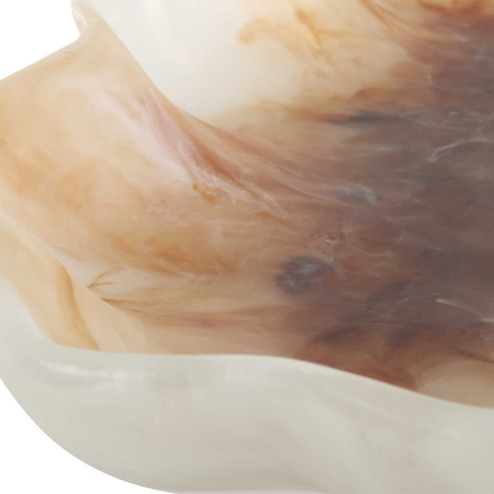 Organic Elegance - Wavy Oval Bowl - Brown / White