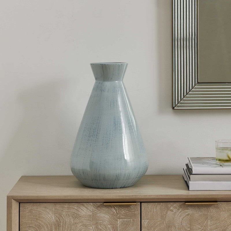Flare Spire - Indoor-Outdoor Ceramic Vase - Blue