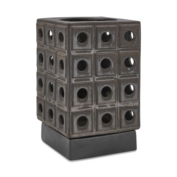 Lattice - Indoor-Outdoor Lantern Candleholder - Brown / Gray