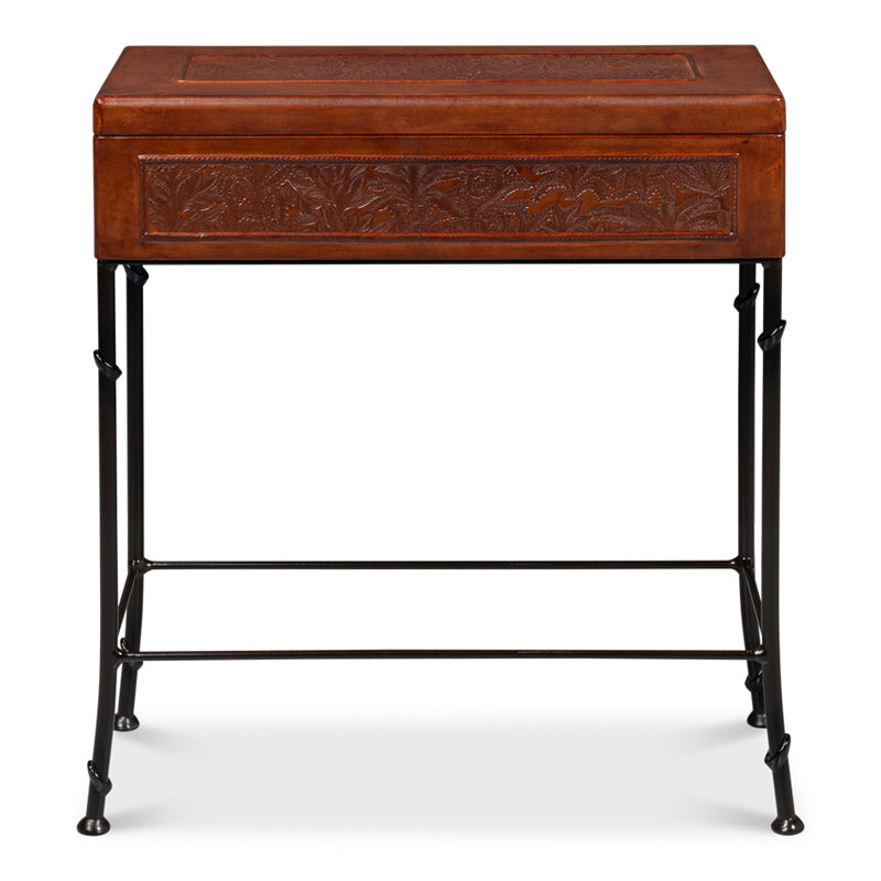 Botanical Leather Box On Stand