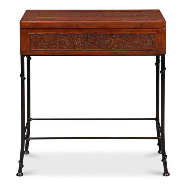 Botanical Leather Box On Stand