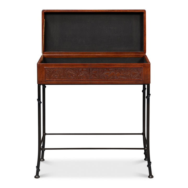 Botanical Leather Box On Stand