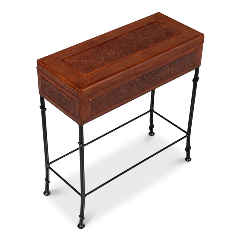Botanical Leather Box On Stand
