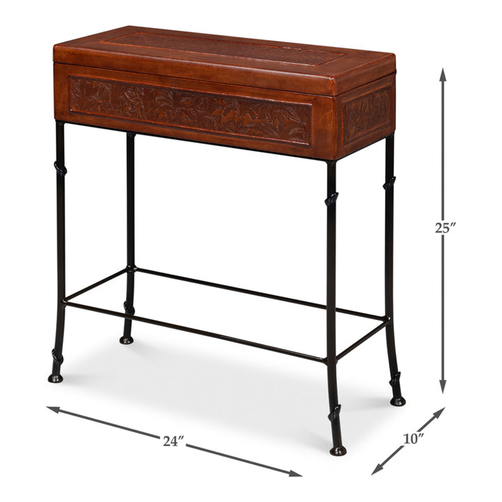 Botanical Leather Box On Stand