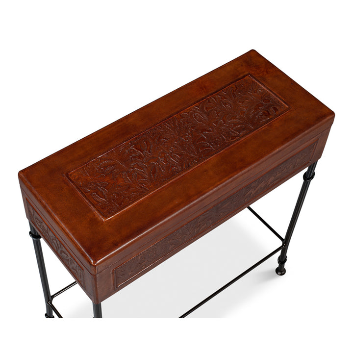 Botanical Leather Box On Stand