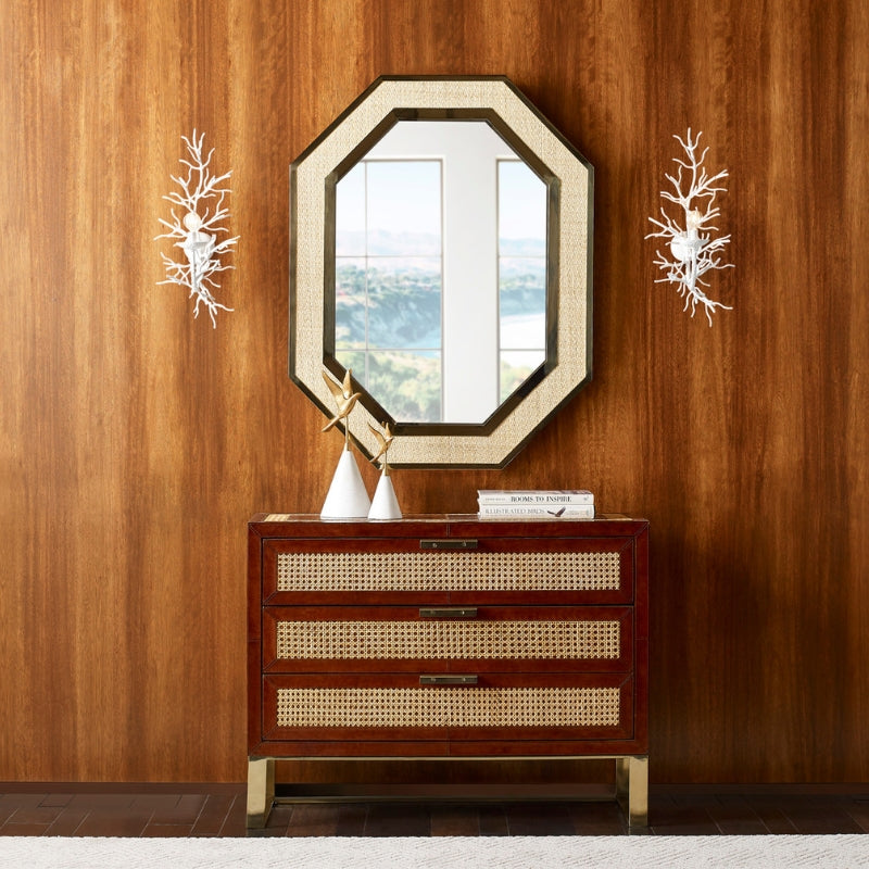Dunbar Brass And Cane Mirror