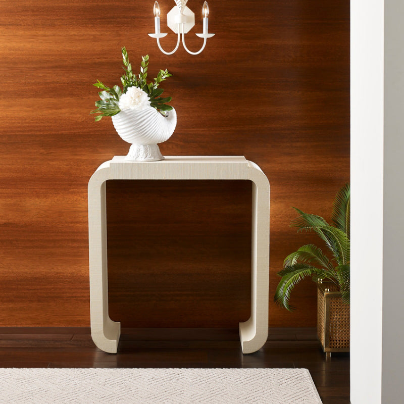 Notched Waterfall Console - Grasscloth