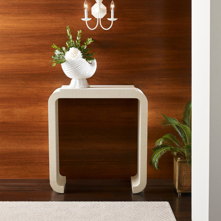 Notched Waterfall Console - Grasscloth