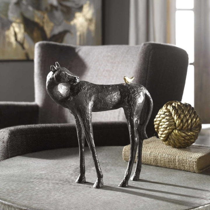Hello Friend - Horse Sculpture - Black