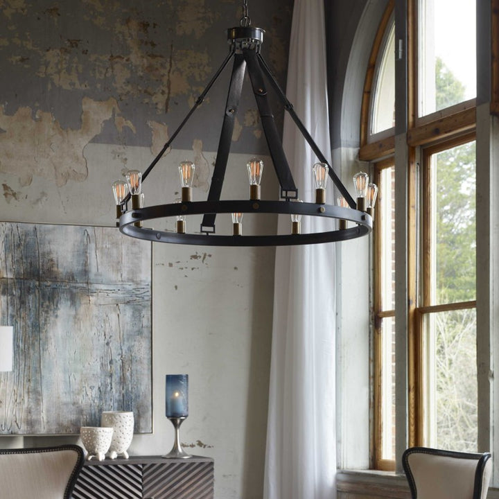 Marlow - 12 Light Circle Chandelier - Black