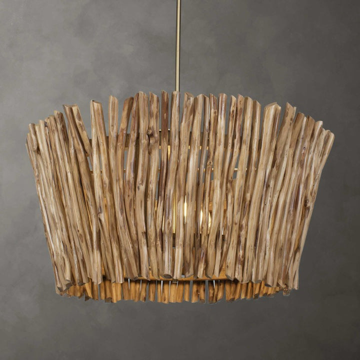 Rhea - 4 Light Wood Branch Chandelier - Woodtone