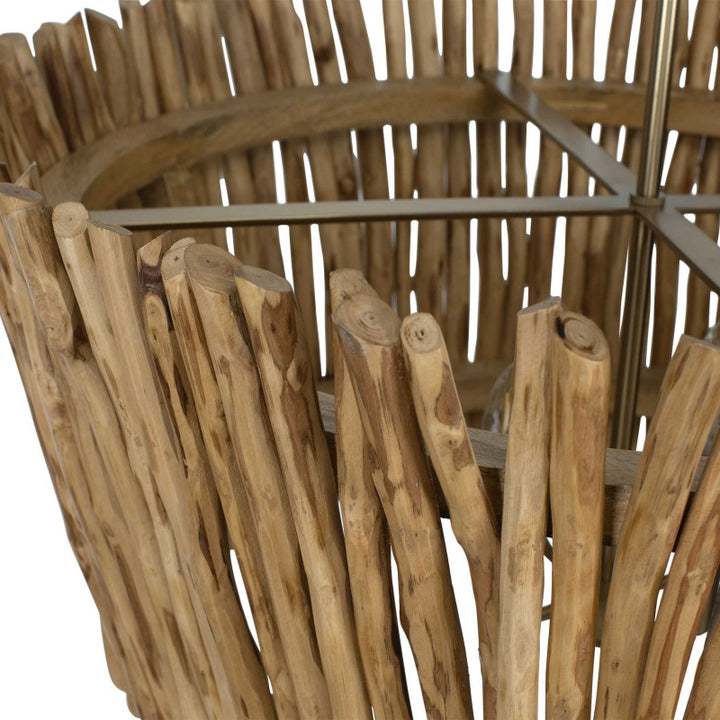 Rhea - 4 Light Wood Branch Chandelier - Woodtone