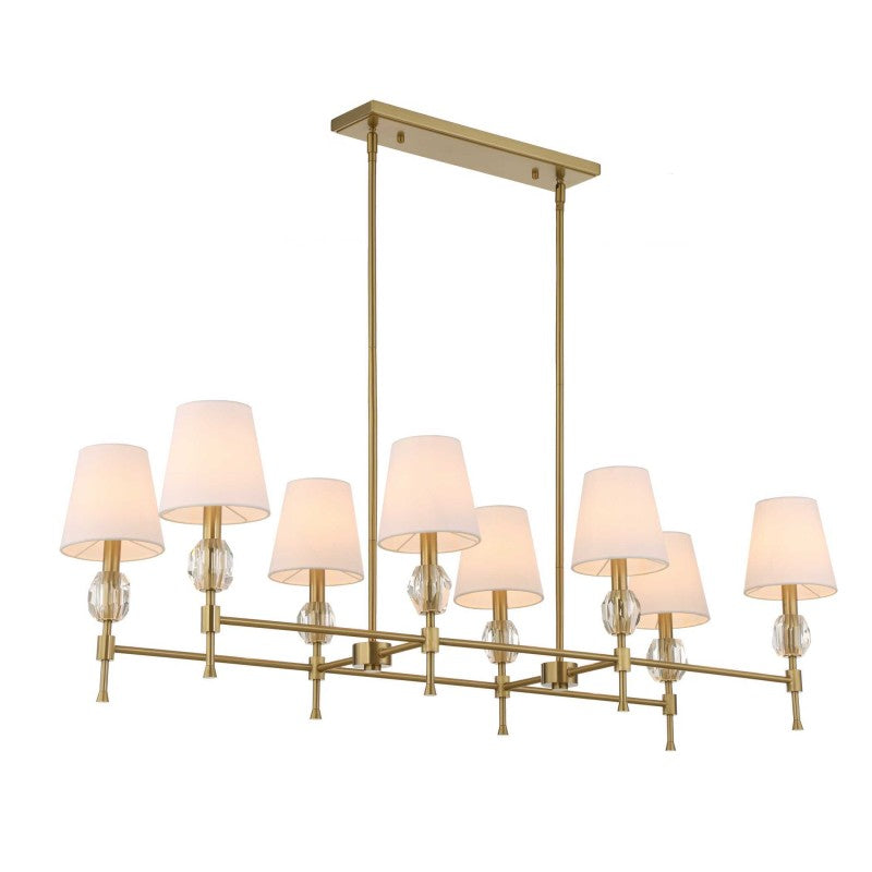 Arques - 8 Light Linear Chandelier - White / Gold