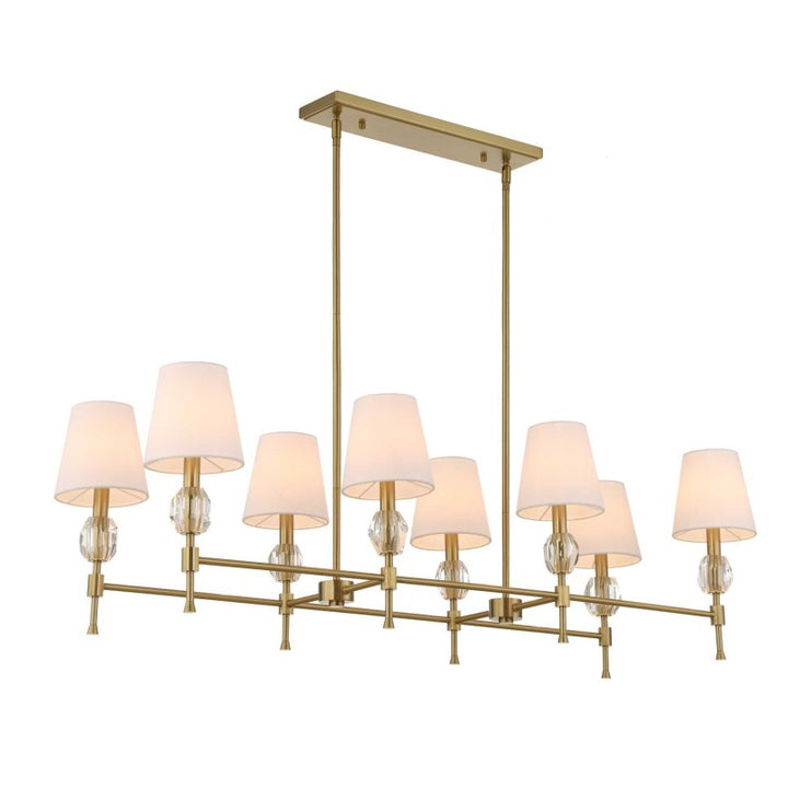 Arques - 8 Light Linear Chandelier - White / Gold