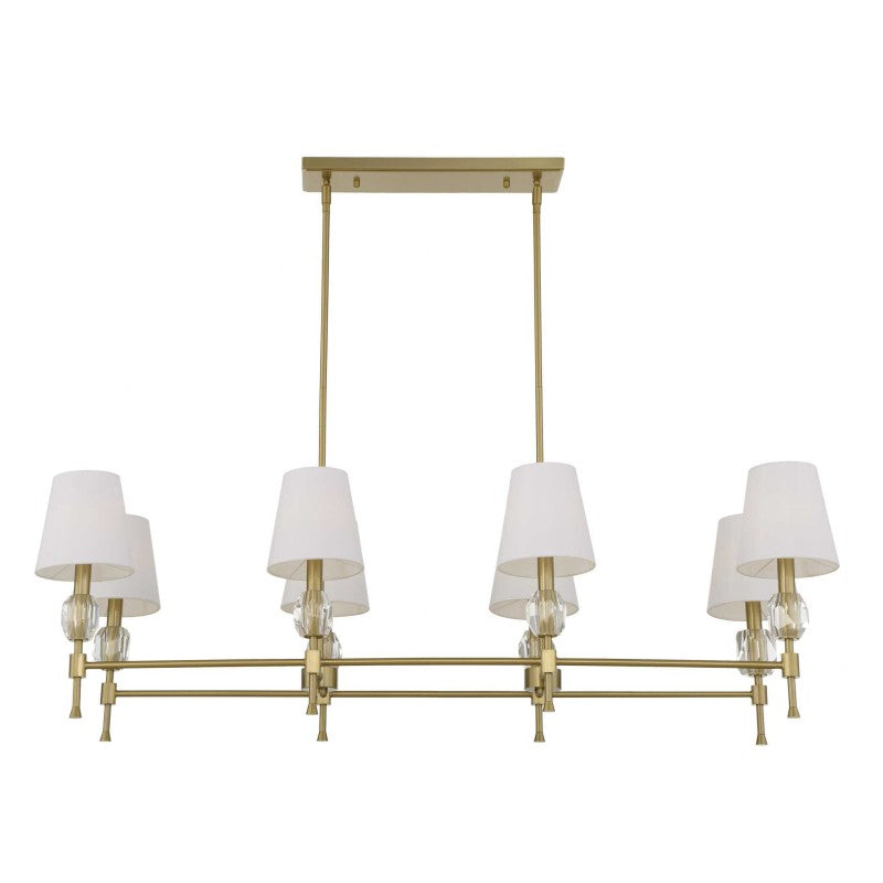 Arques - 8 Light Linear Chandelier - White / Gold