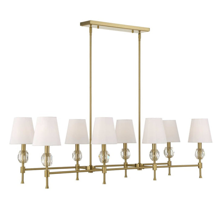 Arques - 8 Light Linear Chandelier - White / Gold
