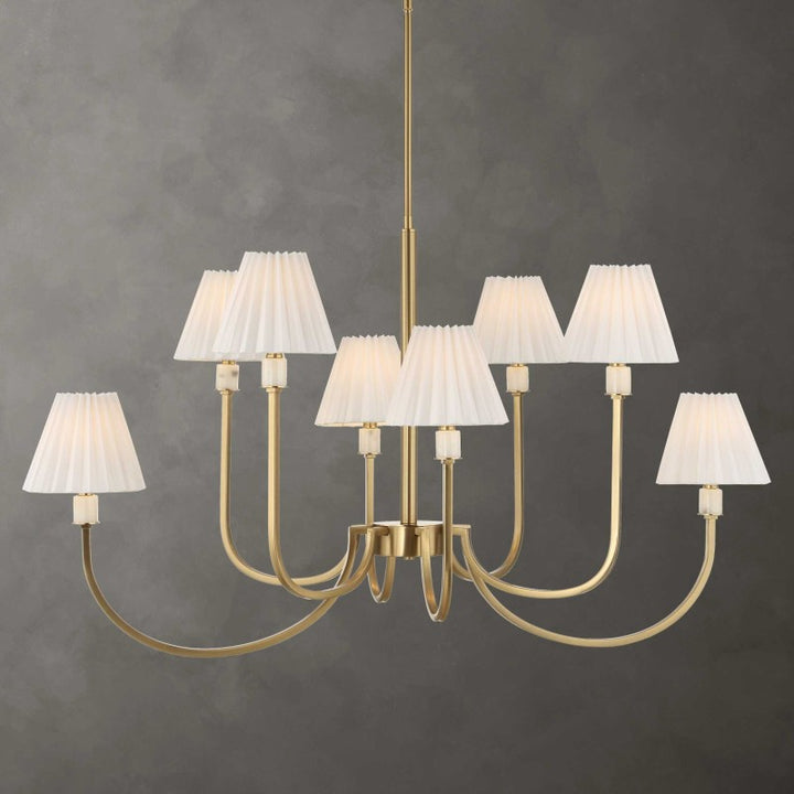 Poppins - 8 Light Brass Chandelier - White / Gold