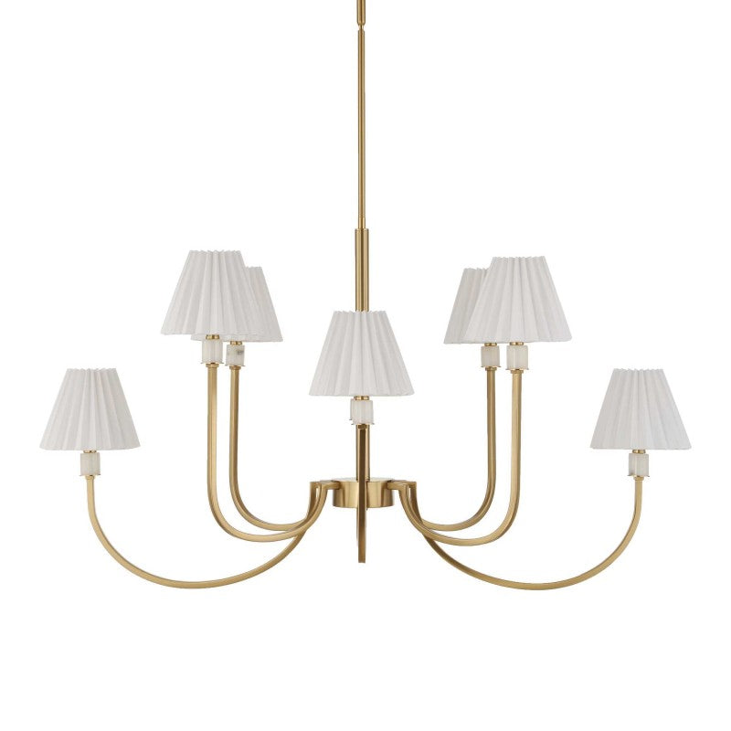 Poppins - 8 Light Brass Chandelier - White / Gold