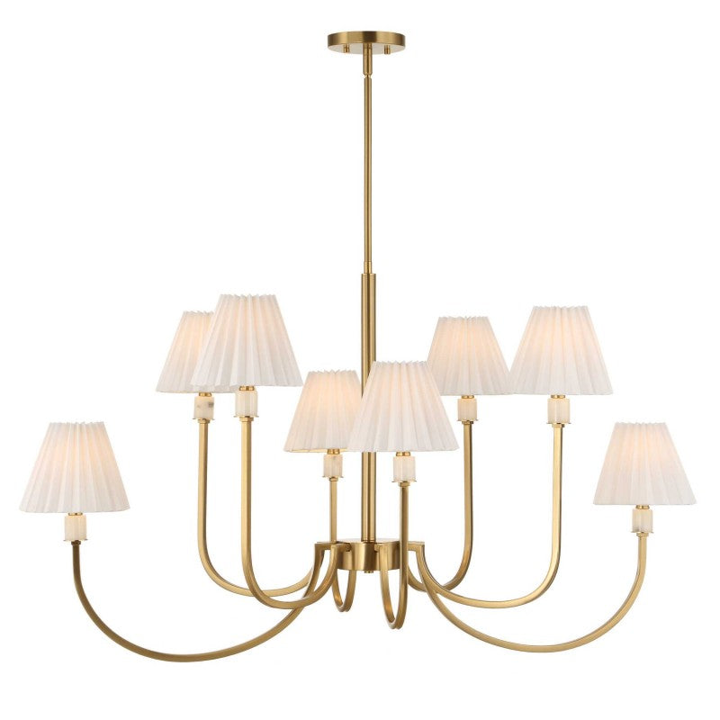 Poppins - 8 Light Brass Chandelier - White / Gold