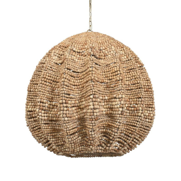 Kauri - 5 Light Wooden Bead Pendant - Brass / Woodtone