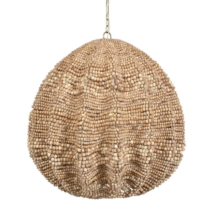 Kauri - 5 Light Wooden Bead Pendant - Brass / Woodtone