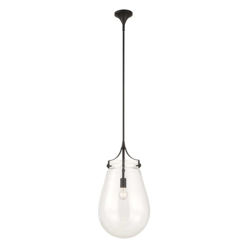 Dewdrop - 1 Light Glass Shade Pendant - Black