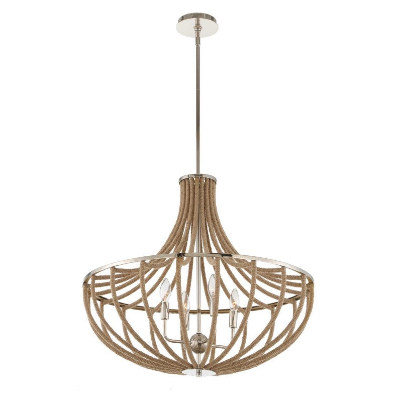 Lovelock - 4 Light Rope Empire Chandelier - Light Brown