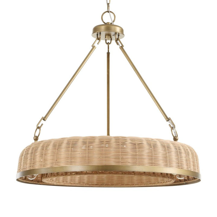 Ladakh - 9 Light Round Wicker Pendant - Gold