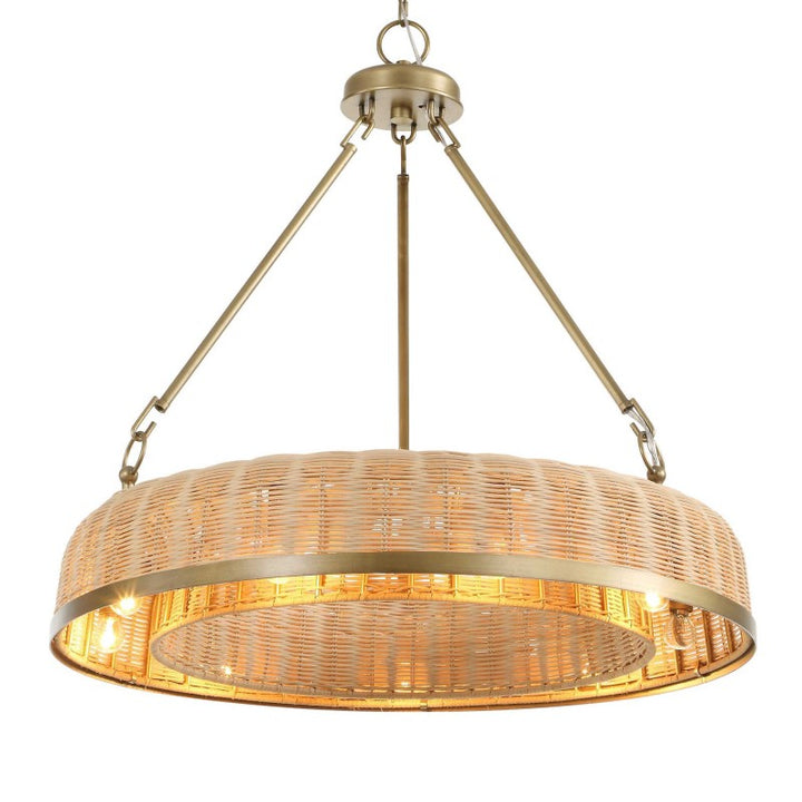 Ladakh - 9 Light Round Wicker Pendant - Gold