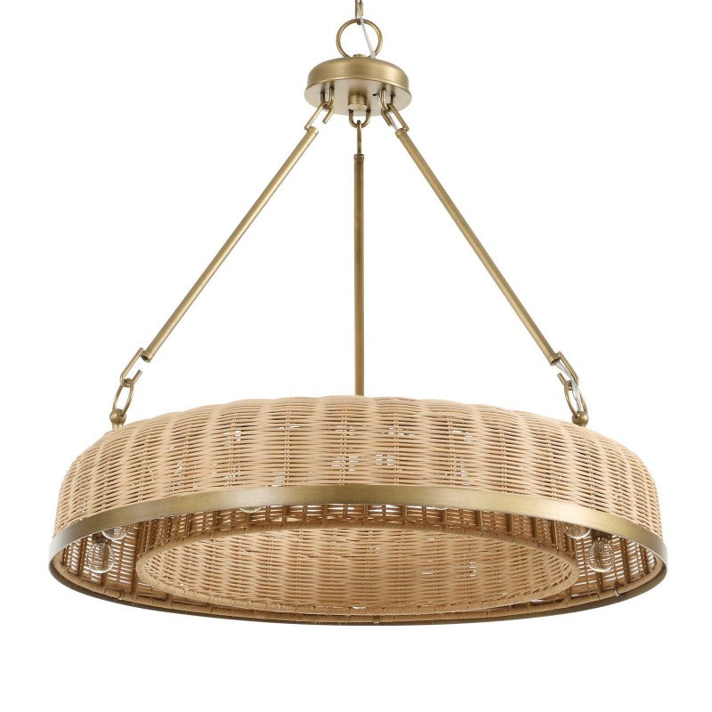 Ladakh - 9 Light Round Wicker Pendant - Gold