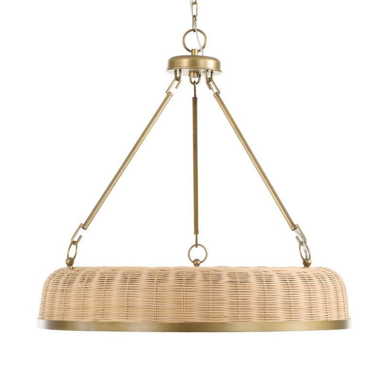Ladakh - 9 Light Round Wicker Pendant - Gold