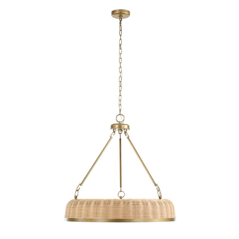 Ladakh - 9 Light Round Wicker Pendant - Gold