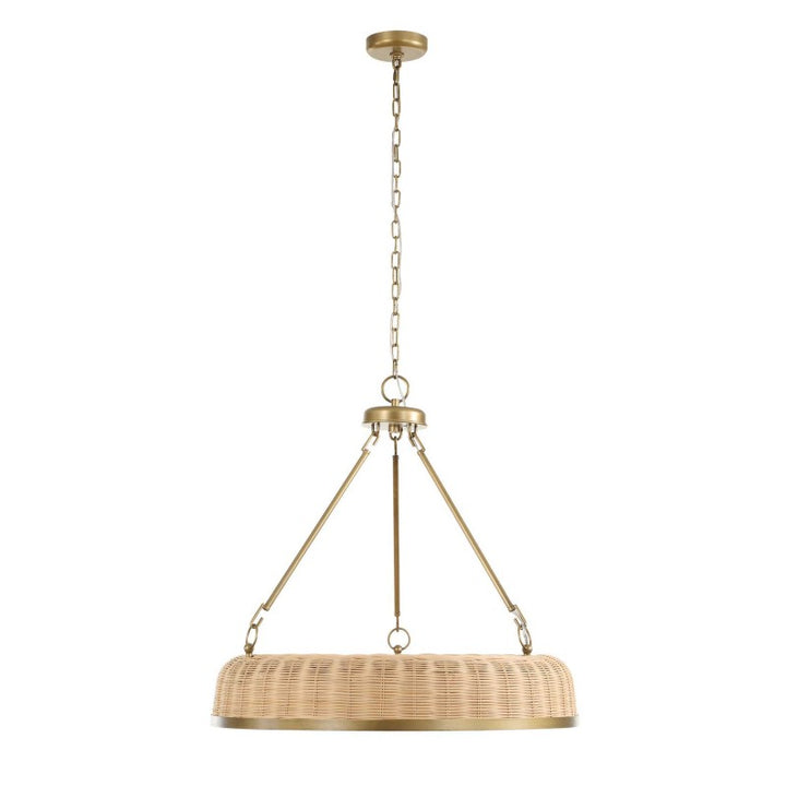 Ladakh - 9 Light Round Wicker Pendant - Gold