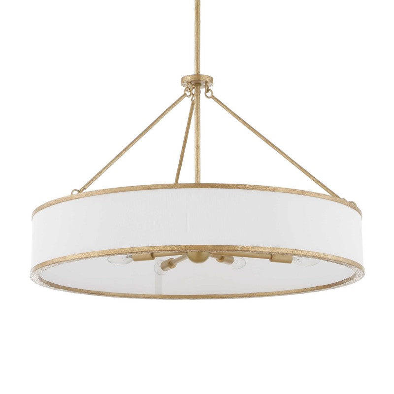 Algiers - 8 Light Drum Pendant - Gold / White