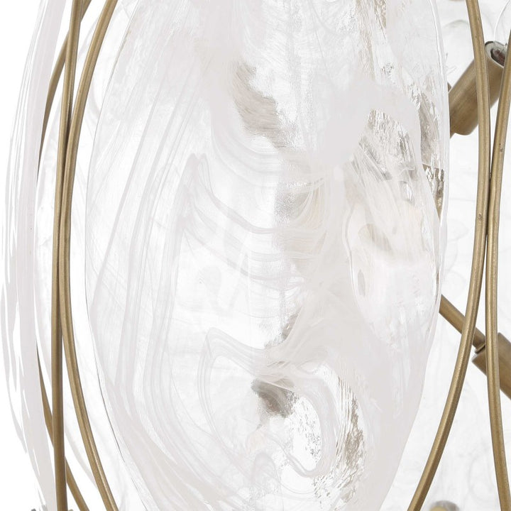 Valencia - 6 Light Glass Panel Pendant - Gold / White