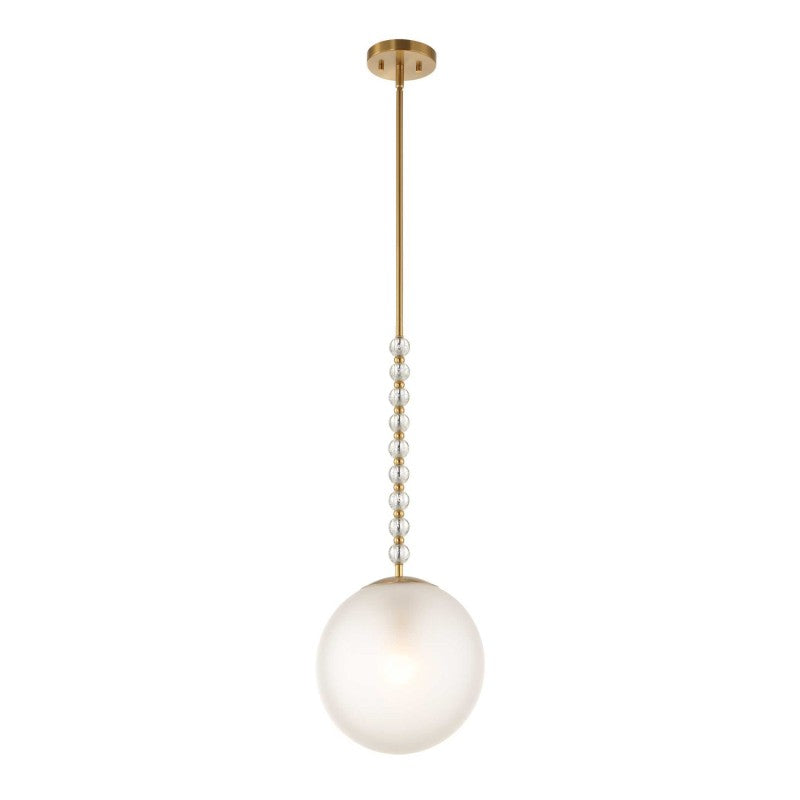Ripple - 1 Light Frost Glass Pendant - Gold
