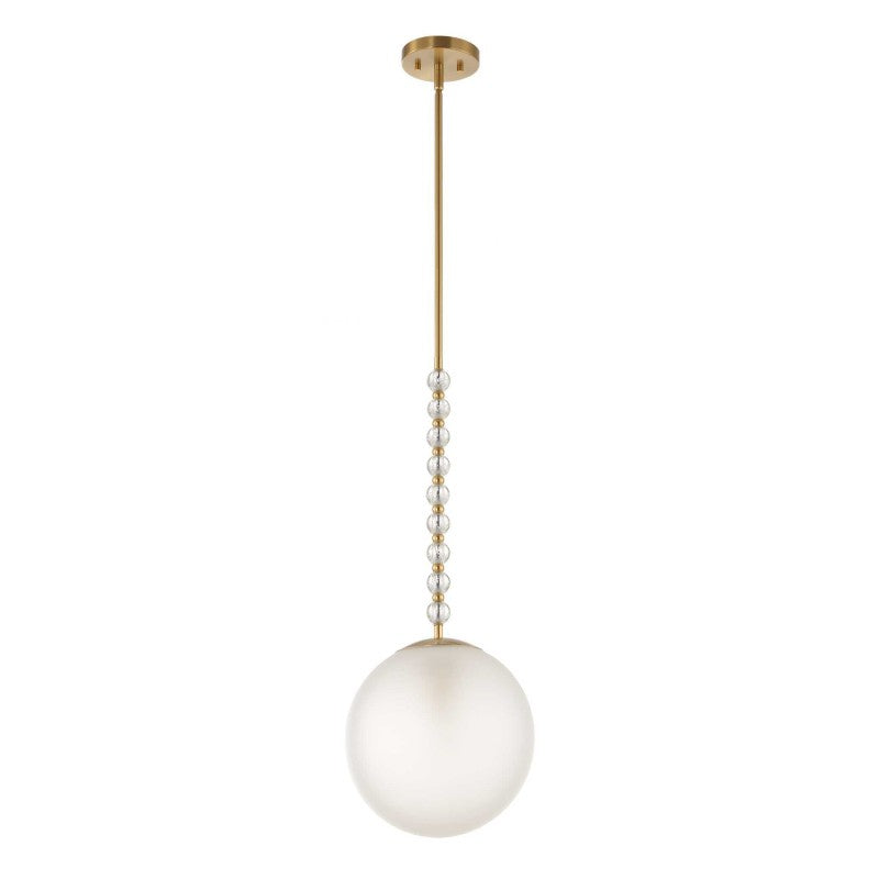 Ripple - 1 Light Frost Glass Pendant - Gold