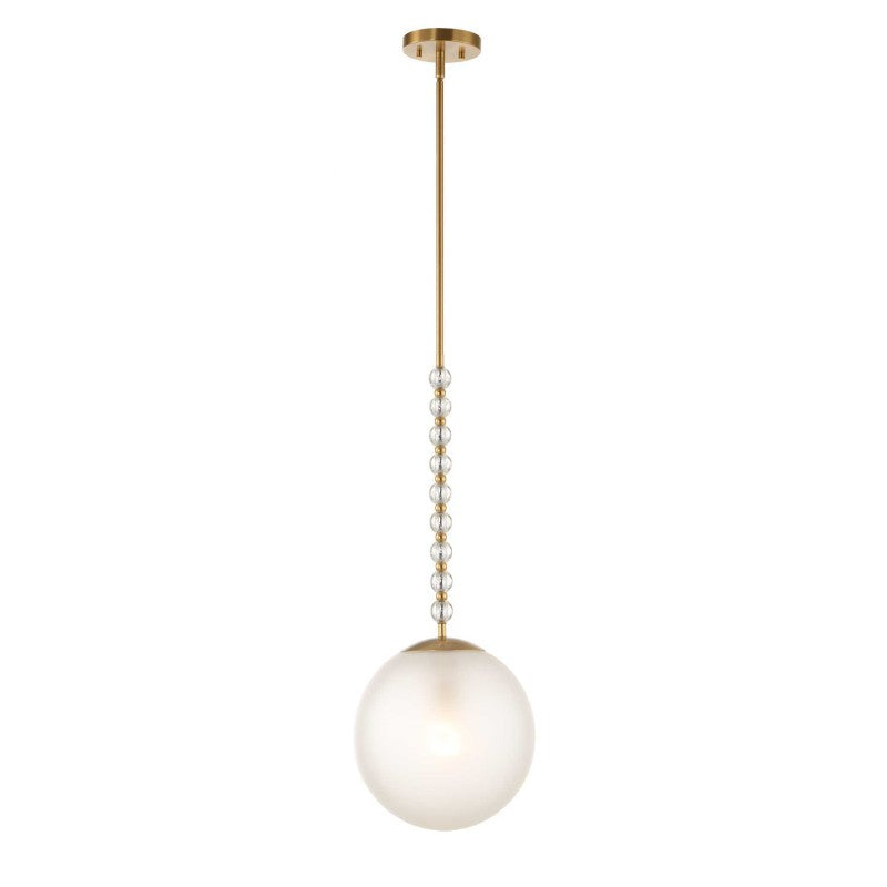 Ripple - 1 Light Frost Glass Pendant - Gold