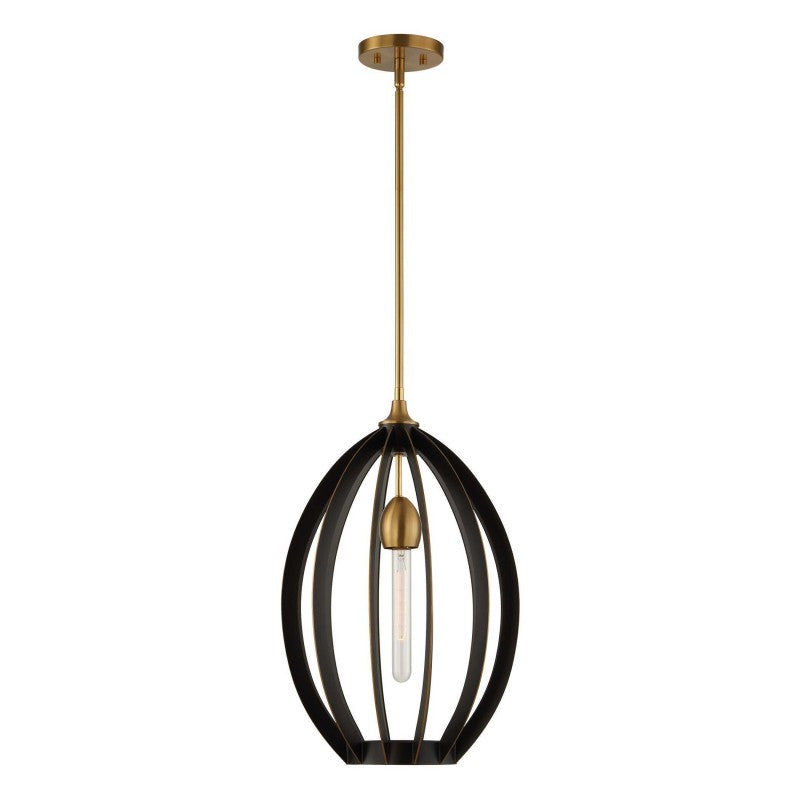 Darby - 1 Light Architectural Oval Pendant - Bronze / Black