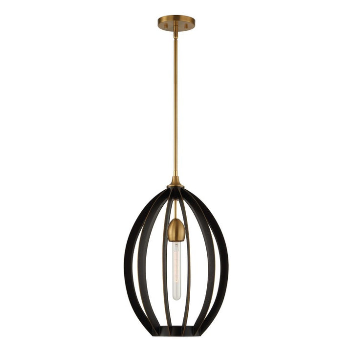 Darby - 1 Light Architectural Oval Pendant - Bronze / Black