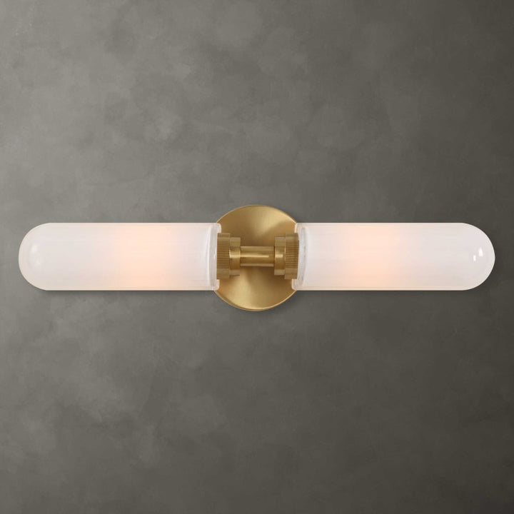 Wellsville - 2 Light Brass Sconce - White / Gold