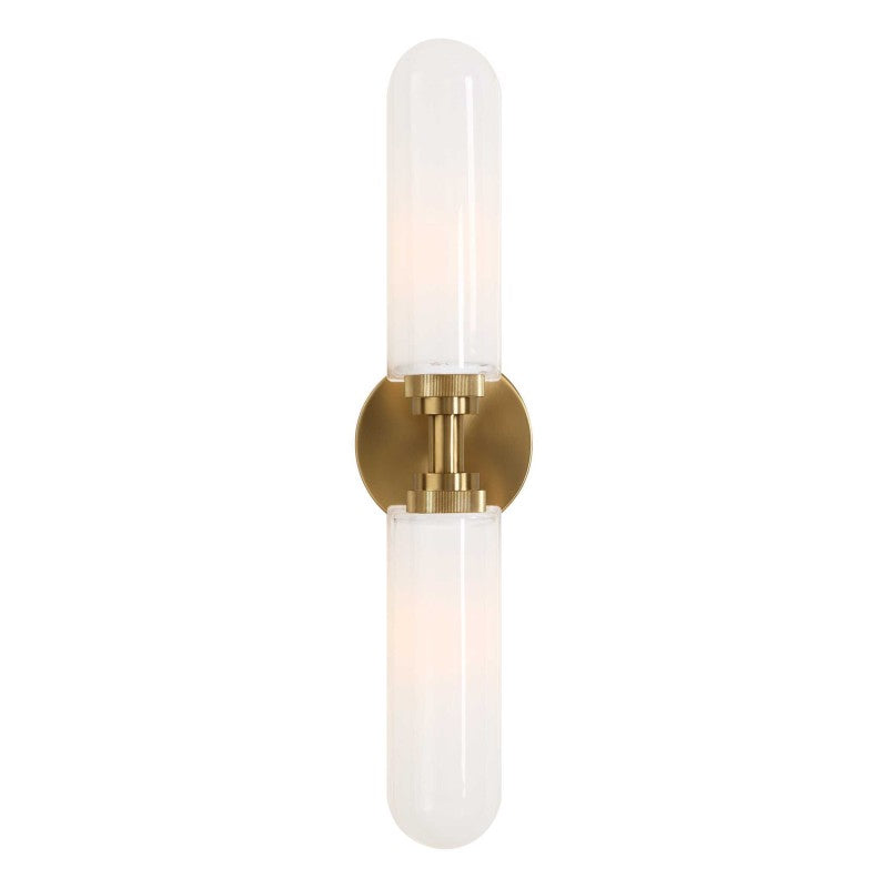 Wellsville - 2 Light Brass Sconce - White / Gold