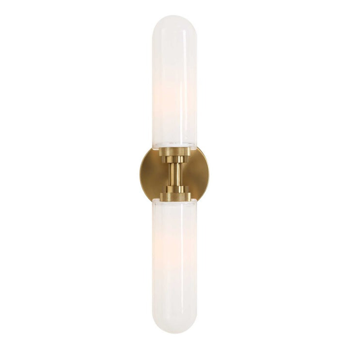 Wellsville - 2 Light Brass Sconce - White / Gold