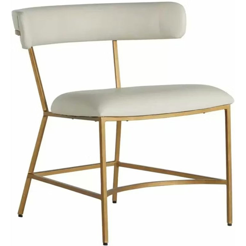 Chair with gold frame and white cushion on a white background