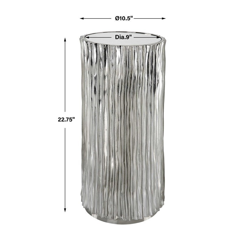 Echo - Modern Nickel Drink Table - Pearl Silver